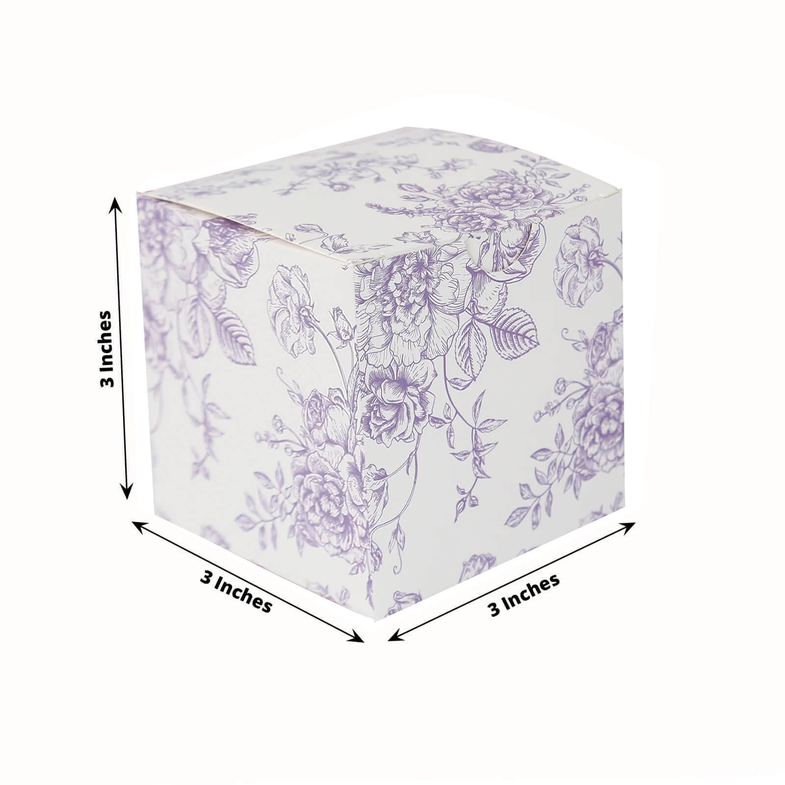 25 Pack Candy Treat Favor Boxes in French Toile Pattern - Matte Lavender and White Party Gift Boxes, Cardstock Paper - 3"x3" - Bell Racket Store