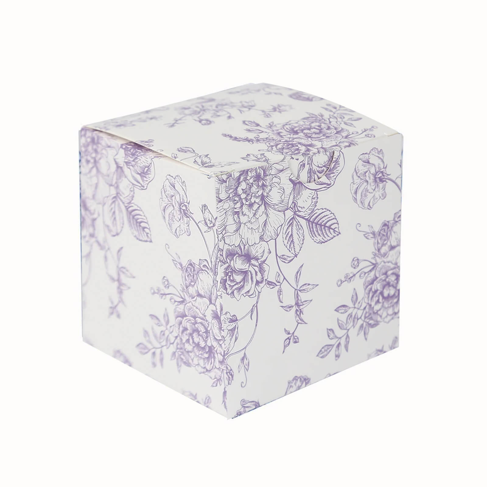 25 Pack Candy Treat Favor Boxes in French Toile Pattern - Matte Lavender and White Party Gift Boxes, Cardstock Paper - 3"x3" - Bell Racket Store