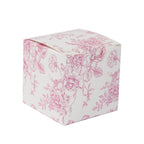 25 Pack Candy Treat Favor Boxes in French Toile Pattern - Matte Pink and White Party Gift Boxes, Cardstock Paper - 3"x3" - Bell Racket Store