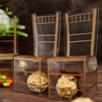 25 Pack Clear and Gold PVC Chiavari Chair - Shaped Party Favor Candy Gift Boxes - 2"x5" - Bell Racket Store