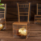 25 Pack Clear and Gold PVC Chiavari Chair - Shaped Party Favor Candy Gift Boxes - 2"x5" - Bell Racket Store
