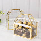 25 Pack Clear PVC Tote Gift Boxes with Gold Trim, Transparent Gable Candy Favor Boxes with Thank You Design - 6"x3.5"x7" - Bell Racket Store