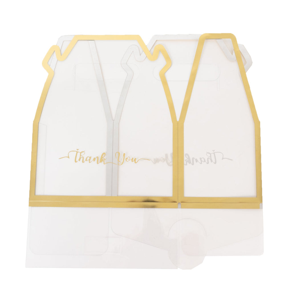 25 Pack Clear PVC Tote Gift Boxes with Gold Trim, Transparent Gable Candy Favor Boxes with Thank You Design - 6"x3.5"x7" - Bell Racket Store