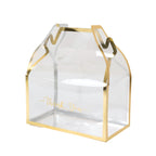 25 Pack Clear PVC Tote Gift Boxes with Gold Trim, Transparent Gable Candy Favor Boxes with Thank You Design - 6"x3.5"x7" - Bell Racket Store