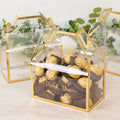25 Pack Clear PVC Tote Gift Boxes with Gold Trim, Transparent Gable Candy Favor Boxes with Thank You Design - 6"x3.5"x7" - Bell Racket Store