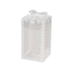 25 Pack Clear Rectangle Candy Gift Boxes With Bowknot and White Lace Pattern, 4" Transparent Plastic Party Favor Boxes - 2"x2"x4" - Bell Racket Store