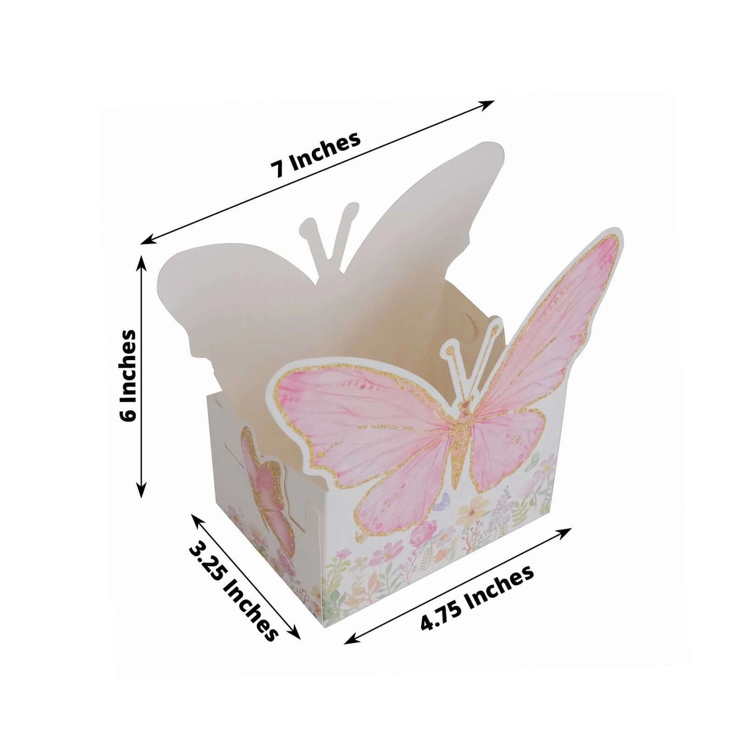 25 - Pack Disposable Food Trays White/Pink Glitter Butterfly Design Cardstock - Whimsical Disposable Serving Tray Food Boats for Girls Birthday Baby Shower Party Supplies 6"x7" - Bell Racket Store