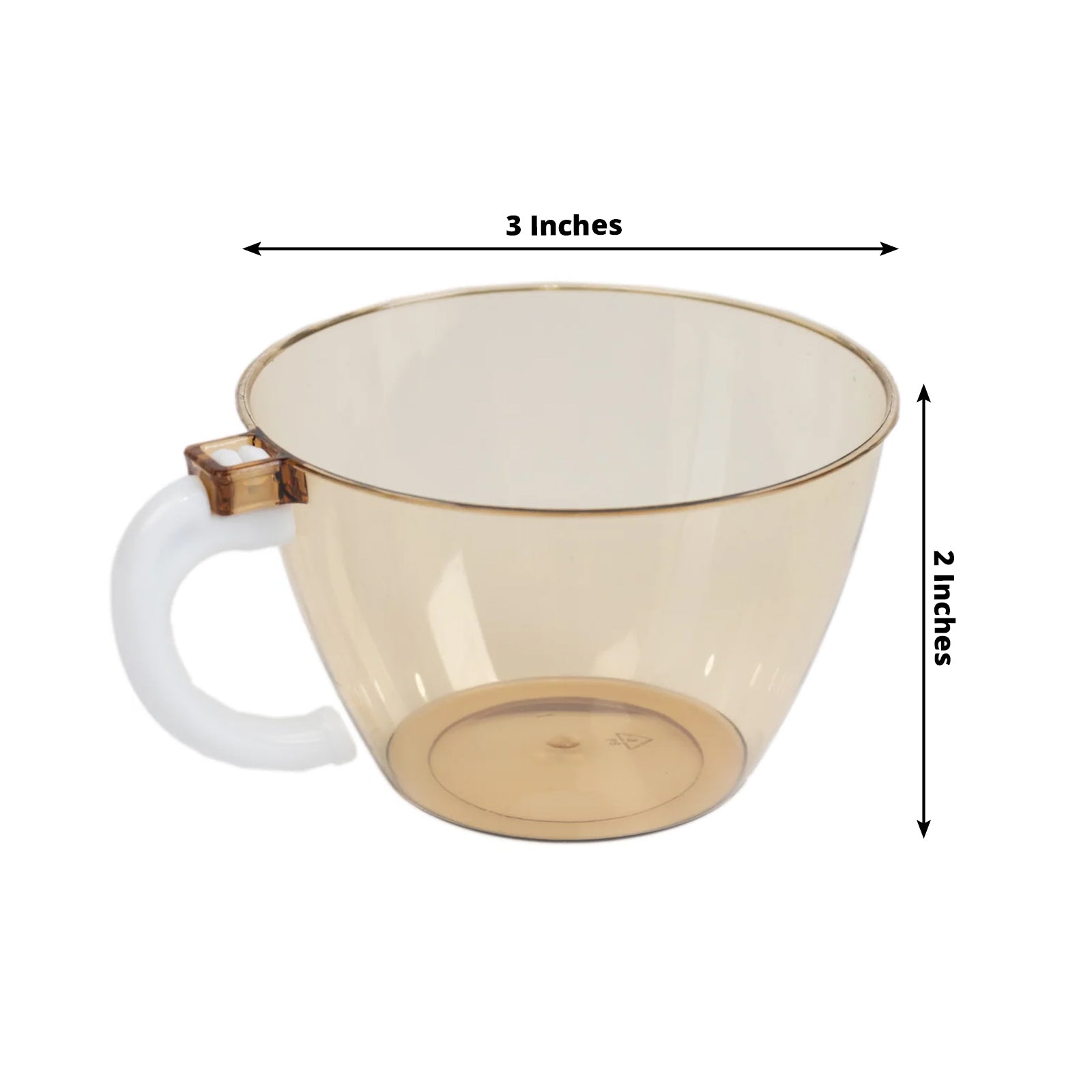 25 - Pack Disposable Plastic Coffee Cups with Handles - 6oz Amber Gold Hard Tea Mugs for Hot Beverages - Bell Racket Store