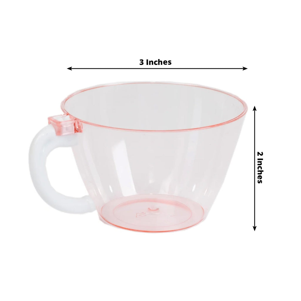 25 - Pack Disposable Plastic Coffee Cups with Handles - 6oz Transparent Blush Hard Tea Mugs for Hot Beverages - Bell Racket Store