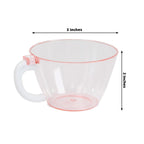 25 - Pack Disposable Plastic Coffee Cups with Handles - 6oz Transparent Blush Hard Tea Mugs for Hot Beverages - Bell Racket Store