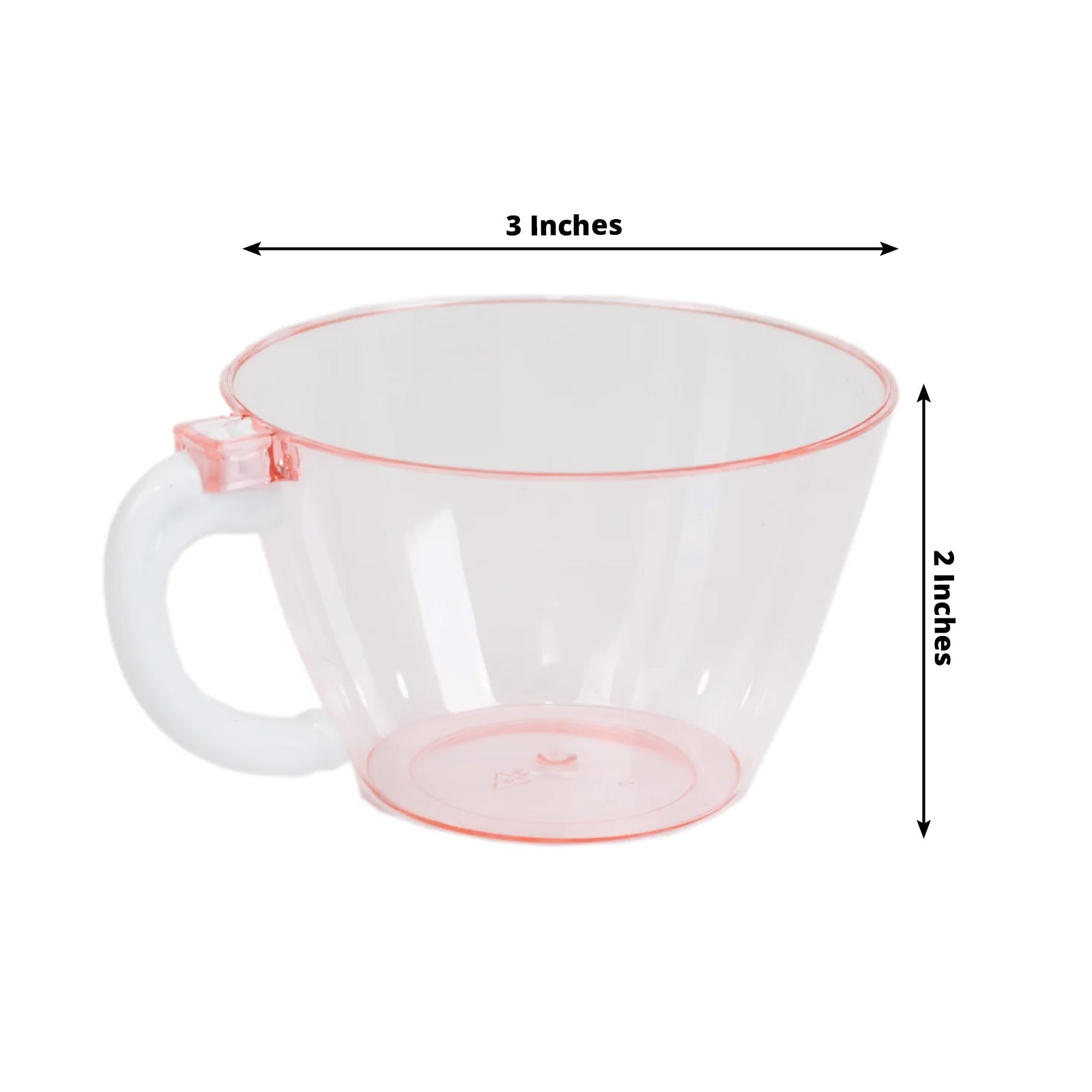 25 - Pack Disposable Plastic Coffee Cups with Handles - 6oz Transparent Blush Hard Tea Mugs for Hot Beverages - Bell Racket Store