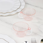 25 - Pack Disposable Plastic Coffee Cups with Handles - 6oz Transparent Blush Hard Tea Mugs for Hot Beverages - Bell Racket Store