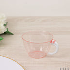 25 - Pack Disposable Plastic Coffee Cups with Handles - 6oz Transparent Blush Hard Tea Mugs for Hot Beverages - Bell Racket Store