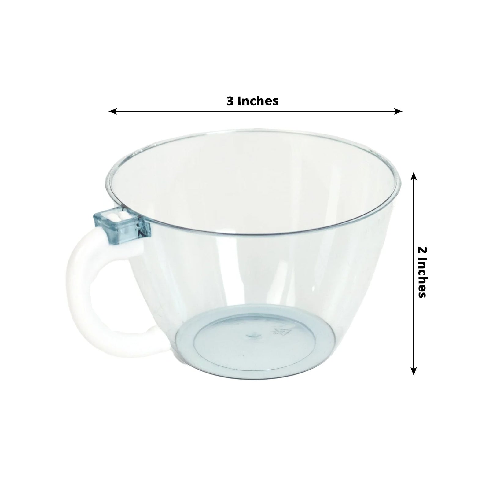 25 - Pack Disposable Plastic Coffee Cups with Handles - 6oz Transparent Dusty Blue Hard Tea Mugs for Hot Beverages - Bell Racket Store