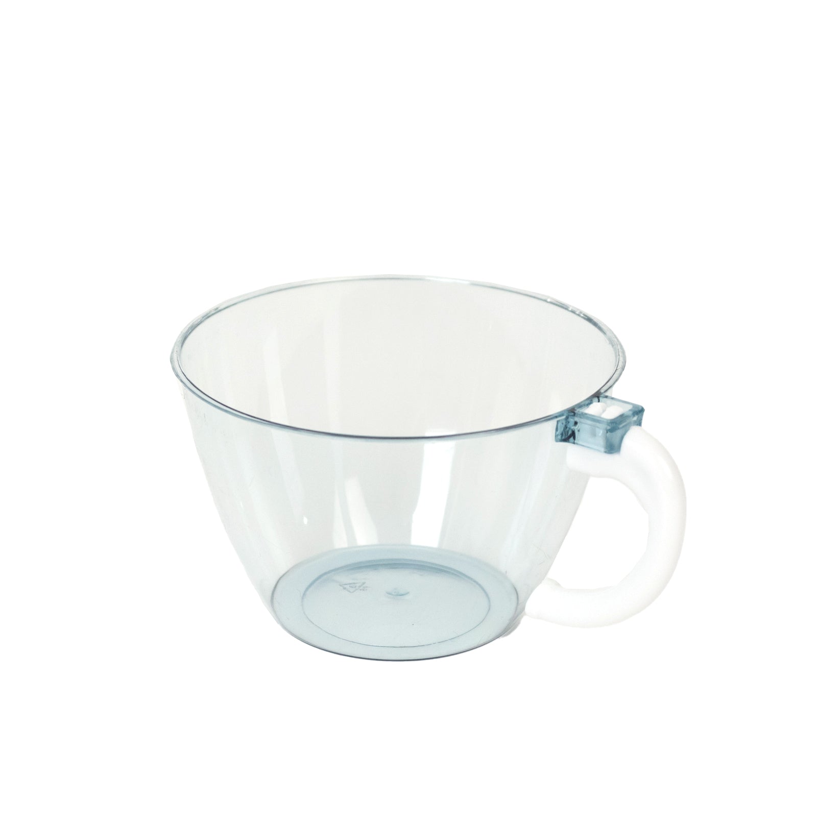 25 - Pack Disposable Plastic Coffee Cups with Handles - 6oz Transparent Dusty Blue Hard Tea Mugs for Hot Beverages - Bell Racket Store