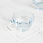 25 - Pack Disposable Plastic Coffee Cups with Handles - 6oz Transparent Dusty Blue Hard Tea Mugs for Hot Beverages - Bell Racket Store