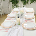 25 - Pack Disposable Round Charger Plates in Blush Sunray Design with Gold Rim - 350GSM Heavy Duty Paper Chargers 13" - Bell Racket Store