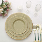 25 - Pack Disposable Round Charger Plates in Khaki Sunray Design with Gold Rim - 350GSM Heavy Duty Paper Chargers 13" - Bell Racket Store