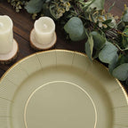 25 - Pack Disposable Round Charger Plates in Khaki Sunray Design with Gold Rim - 350GSM Heavy Duty Paper Chargers 13" - Bell Racket Store