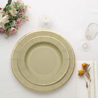 25 - Pack Disposable Round Charger Plates in Khaki Sunray Design with Gold Rim - 350GSM Heavy Duty Paper Chargers 13" - Bell Racket Store