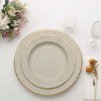 25 - Pack Disposable Round Charger Plates in Taupe Sunray Design with Gold Rim - 350GSM Heavy Duty Paper Chargers 13" - Bell Racket Store