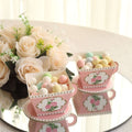 25 Pack Dusty Rose Mini Teacup and Saucer Party Favor Boxes with Rose Floral Print, Tea Time Candy Boxes - 4"x3" - Bell Racket Store