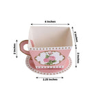 25 Pack Dusty Rose Mini Teacup and Saucer Party Favor Boxes with Rose Floral Print, Tea Time Candy Boxes - 4"x3" - Bell Racket Store