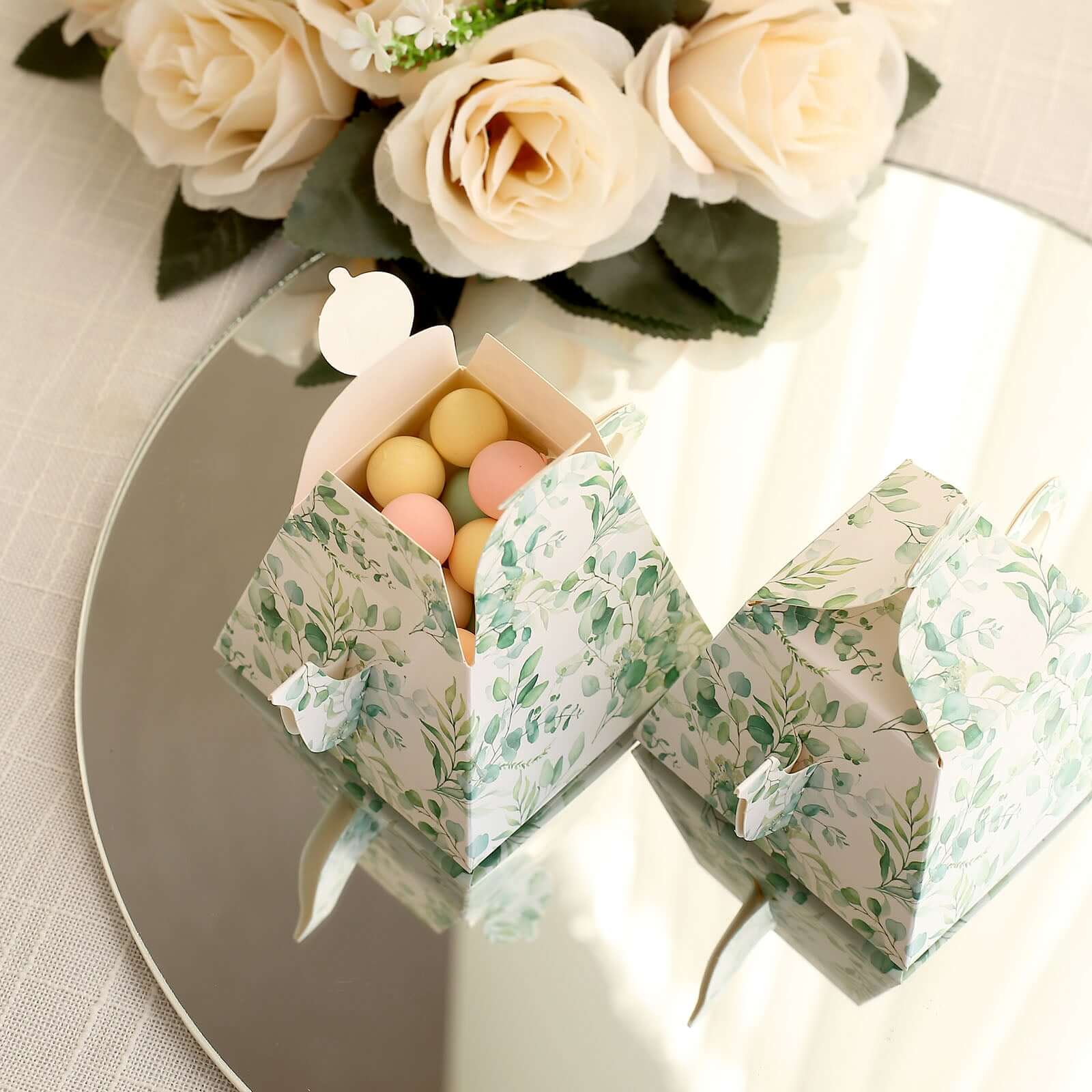 25 Pack Eucalyptus Greenery Mini Teapot Party Favor Boxes, Tea Time Gift Boxes - 5"x4" - Bell Racket Store