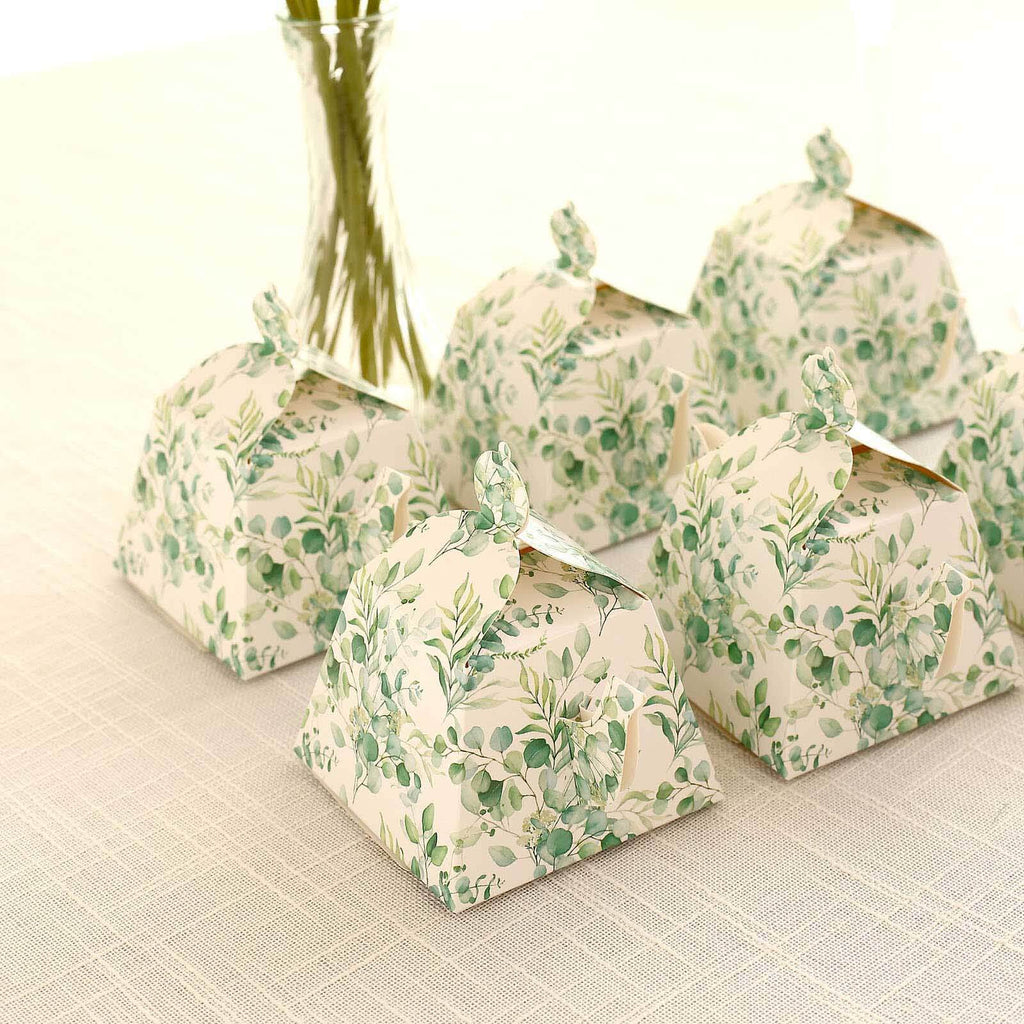 25 Pack Eucalyptus Greenery Mini Teapot Party Favor Boxes, Tea Time Gift Boxes - 5"x4" - Bell Racket Store