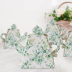 25 Pack Eucalyptus Greenery Mini Teapot Party Favor Boxes, Tea Time Gift Boxes - 5"x4" - Bell Racket Store