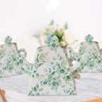25 Pack Eucalyptus Greenery Mini Teapot Party Favor Boxes, Tea Time Gift Boxes - 5"x4" - Bell Racket Store