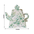 25 Pack Eucalyptus Greenery Mini Teapot Party Favor Boxes, Tea Time Gift Boxes - 5"x4" - Bell Racket Store