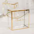25 Pack Gold Trimmed Clear PVC Gift Boxes with Rope Handles and Thank You Print, Transparent Portable Candy Favor Boxes - 5.5"x5.5" - Bell Racket Store