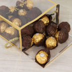 25 Pack Gold Trimmed Clear PVC Gift Boxes with Rope Handles and Thank You Print, Transparent Portable Candy Favor Boxes - 5.5"x5.5" - Bell Racket Store