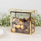 25 Pack Gold Trimmed Clear PVC Gift Boxes with Rope Handles and Thank You Print, Transparent Portable Candy Favor Boxes - 5.5"x5.5" - Bell Racket Store