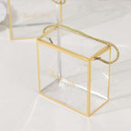 25 Pack Gold Trimmed Clear PVC Gift Boxes with Rope Handles and Thank You Print, Transparent Portable Candy Favor Boxes - 5.5"x5.5" - Bell Racket Store