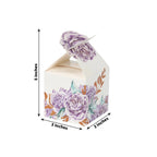 25 Pack Lavender Peony Floral Top Candy Gift Boxes, Lilac Cardstock Paper Party Favor Boxes - 3"x3"x5" - Bell Racket Store