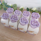 25 Pack Lavender Peony Floral Top Candy Gift Boxes, Lilac Cardstock Paper Party Favor Boxes - 3"x3"x5" - Bell Racket Store