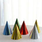 25 Pack Mixed Metallic Foil Cone Party Hats, Pre - Strung Paper Birthday Hats - 5"x7" - Bell Racket Store