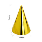 25 Pack Mixed Metallic Foil Cone Party Hats, Pre - Strung Paper Birthday Hats - 5"x7" - Bell Racket Store