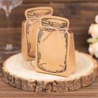 25 Pack Natural Mini Mason Jar Shaped Paper Party Favor Boxes With Jute Rope Ties, Candy Gift Boxes - 5"x3" - Bell Racket Store