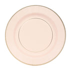 25 - Pack Paper 10" Round Dinner Plates in Blush Sunray Design with Gold Rim - Disposable Heavy Duty 350GSM Party Plates - Bell Racket Store