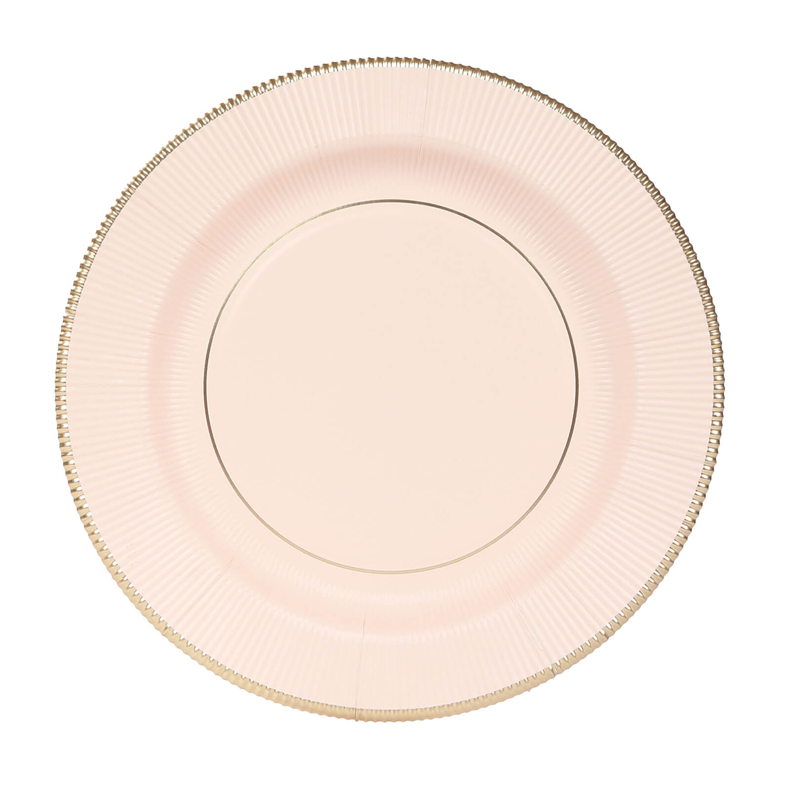 25 - Pack Paper 10" Round Dinner Plates in Blush Sunray Design with Gold Rim - Disposable Heavy Duty 350GSM Party Plates - Bell Racket Store