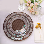 25 - Pack Paper 10" Round Dinner Plates in Brown Wood Print with Floral Lace Rim - Disposable Party Plates for Farmhouse Weddings & Rustic Themes - Bell Racket Store