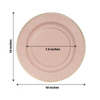 25 - Pack Paper 10" Round Dinner Plates in Dusty Rose Sunray Design with Gold Rim - Disposable Heavy Duty 350GSM Party Plates - Bell Racket Store