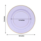 25 - Pack Paper 10" Round Dinner Plates in Lavender Lilac Sunray Design with Gold Rim - Disposable Heavy Duty 350GSM Party Plates - Bell Racket Store