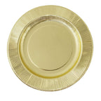 25 - Pack Paper 10" Round Dinner Plates in Metallic Gold Sunray Design - Disposable Heavy Duty 350GSM Party Plates - Bell Racket Store
