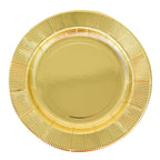 25 - Pack Paper 10" Round Dinner Plates in Metallic Gold Sunray Design - Disposable Heavy Duty 350GSM Party Plates - Bell Racket Store