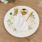 25 - Pack Paper 10" Round Dinner Plates in White with Sage Green Floral Print & Lined Rim - Disposable Party Plates for Bridal Showers & Luncheons - Bell Racket Store