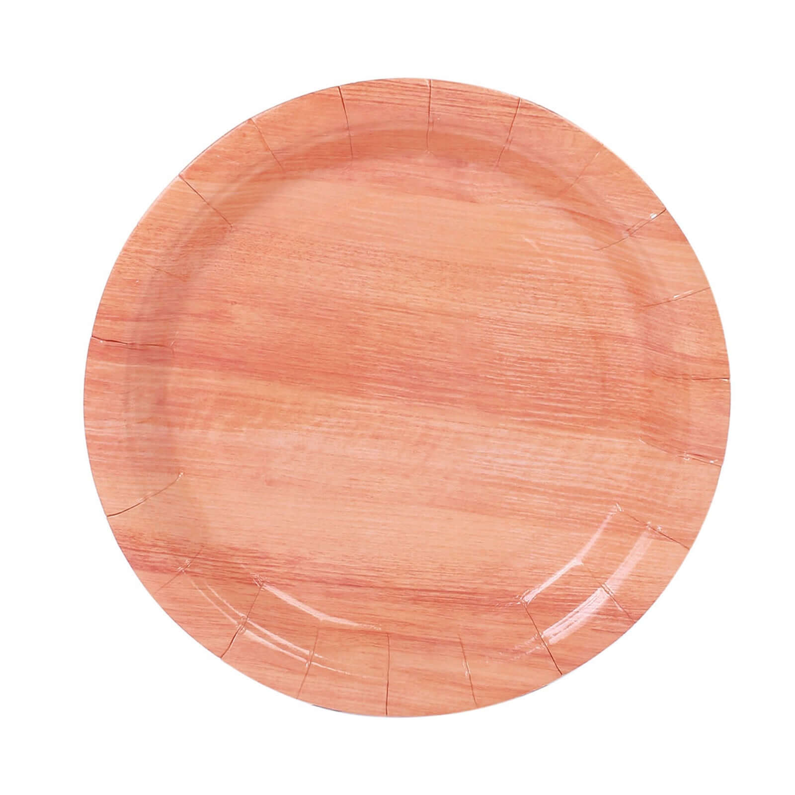 25 - Pack Paper 10" Round Dinner Plates Natural Wood Grain Print - Rustic & Nature - Inspired Disposable Party Plates - Bell Racket Store